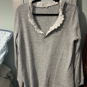 Gray Ruffled Women's Top